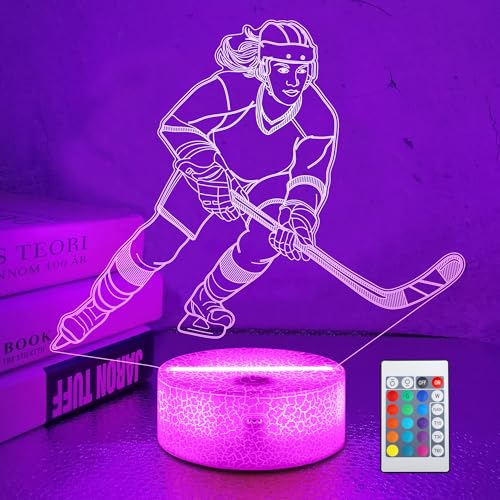 Lámpara de noche 3D Hockey para niñas con LED multicolor