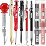 Hiboom 10 Pack Carpenter Pencils Mechanical Set, Construction Pencils with 36 Refill, Automatic Center Punch and Carbide Scribe Tool, Mechanical Pencil for Woodworking, Best Carpenters Marking Tool