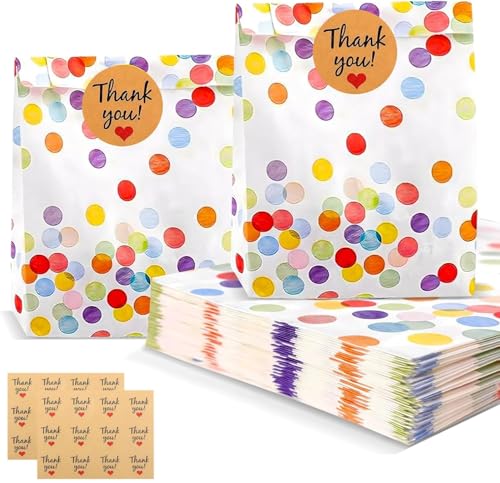 Heanvmyss Bolsas de Papel Kraft Colores,20 Piezas Bolsa de Regalo con Pegatinas,Bolsas Dulces Pequeñas,Bolsas Cumpleaños Infantil para Fiesta,Bodas,Chuches,Navidad(19x13 x3,5 cm)