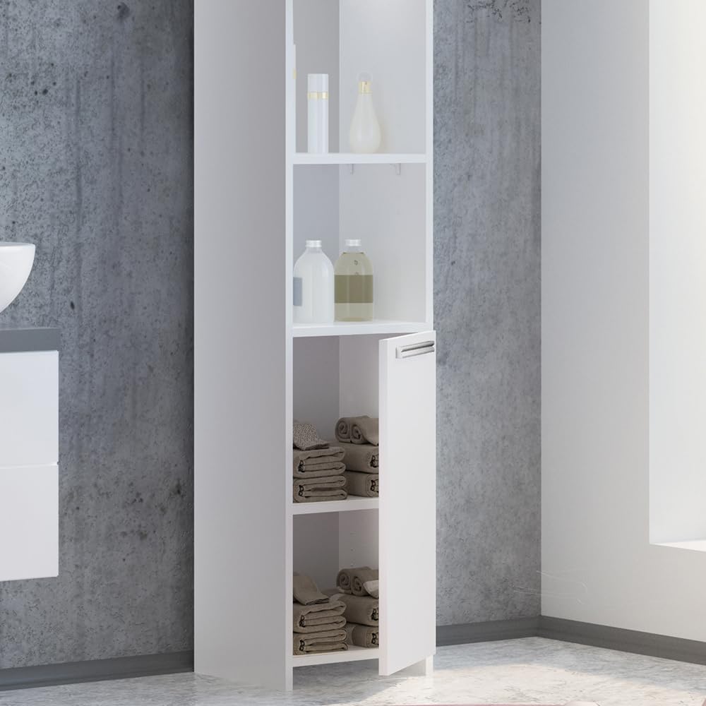Vicco Mobile bagno alto Kiko, Bianco, 30 x 190 cm, per la conservazione di accessori da bagno e compatibile con Kiko