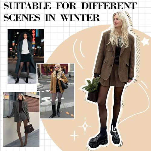 Image of Caprilite Women Fleece Lined Tights-Fake Translucent Leggings High Waist Pantyhose Sheer Thick Warm Tights For Winter