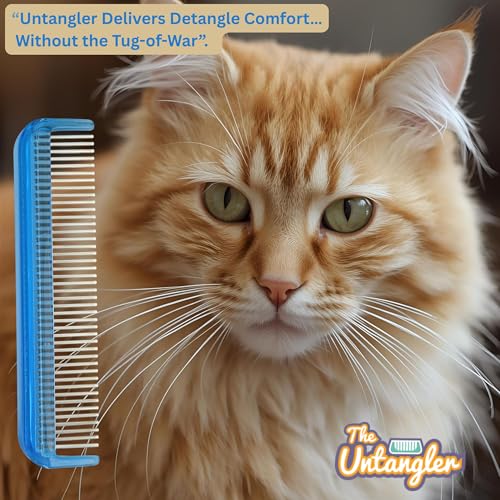 Image of Cat Comb - 5 inch with ultra fine silky smooth rotating teeth for gentle mat clearing; 7 inch with dual-spaced teeth, SkyBlue
