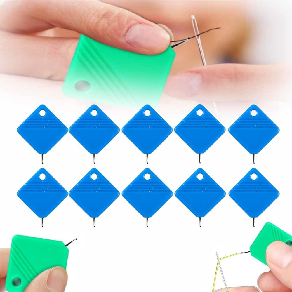 2024 New Automatic Needle Threaders for Hand Sewing, Embroidery Floss, Sewing Machine Needle Threader, Sewing Supplies Tool, Fits All Needle Sizes (Blue, 10 PCS)