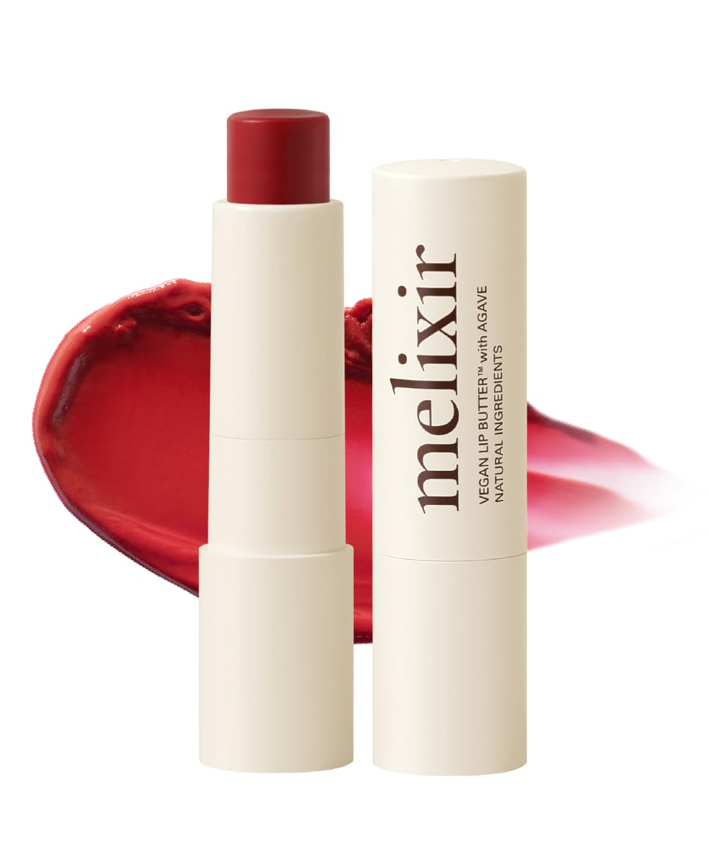 Melixir Vegan Lip Butter #03 Red Velvet(Tinted) (+11 more colors) 0.13oz, Bee Free, Petrolatum Free, Deep Nourishing Plant-Based Vegan Chapstick, Vegan Lip Balm for Dry, Cracked and Chapped Lips