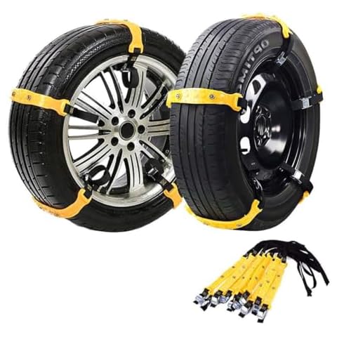 Jeremywell Snow Chains Anti-Skid Anti Slip Emergency Snow Tire Chains - Portable Emergency Traction Snow Mud Chains Universal Adjustable 10pcs Car Security Chains for SUV and Cars (Yellow-10pcs) Cover