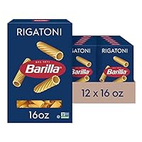 Barilla Rigatoni Pasta, 16 oz. Box (Pack of 12) - Non-GMO, Made with Durum Wheat Semolina - Kosher Certified