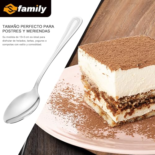 Miniatura 5 de Family Pack 6 Cuchara De Postre 15x3cm Acero Inoxidable Diseño Punto, Elegancia Y Funcionalidad Para Cada Ocasión, Cubiertos De Alta Gama Para Hogar Y Restaurante