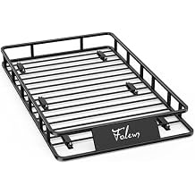 Folews 64 x 39 x 6 Inch Roof Basket, Heavy Duty 300LB Roof Rack Cargo Carrier Universal Rooftop Cargo Basket Steel Luggage Holder for Car, SUV, Truck & Pickup