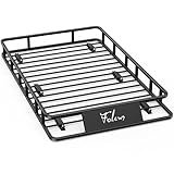 64 x 39 x 6 Inch Roof Rack Basket, Heavy Duty 300LB Car Roof Rack Universal Cargo Carrier Rooftop Cargo Basket Steel Luggage Holder for SUV, Truck & Pickup