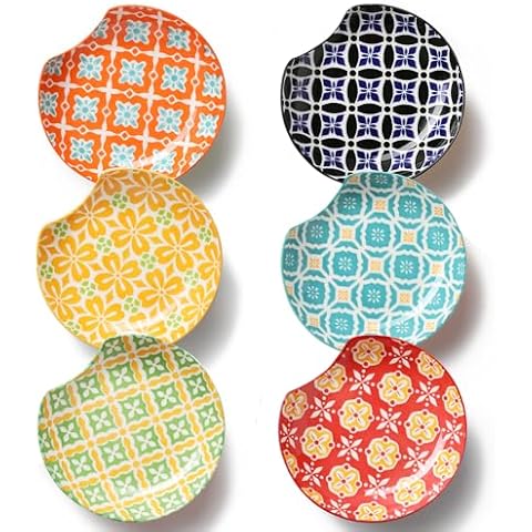 Metahom Ceramic Spoon Rest, Spoon Holder for Kitchen Counter, Utensil Rest Holder for Stove Top, Ladle, Spatula, Set of 6, Dishwasher Safe, 4.5 inch, Vibrant Color Cover