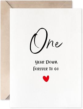 MAGJUCHE First Year Anniversary Card, One Year Down Forever To Go, Romantic 1st Valentines Day Wedding Card For Husband Wife