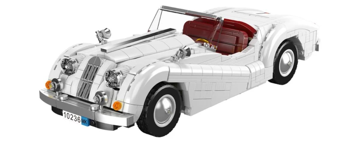 vintage convertible car building block set, classic vehicle construction kit, assembly model, creative stem activity, collectible display toy, building bricks, gift for kids ages 6+