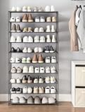 10 Tier 40 Pairs Stackable Shoe Rack with Stainless Steel Frame, Shoe Rack Storage Shelves for Closet, Bedroom (24.5 x 12 x 61.5) (L x W x H)