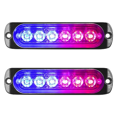 Willpower 2 unidades 6 LED luzes de aviso de emergência azul vermelho luz estroboscópica intermitente perigo 12 V 24 V barra de luz impermeável pour carro veículo camião cavana motocicleta universal