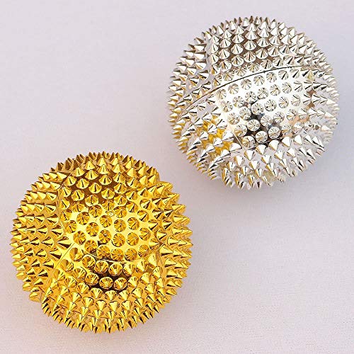Wholelifeobjects Health Magnetic Spiky Massage Ball Physical Therapy Hand Acupuncture Squeeze Gel Ball Massage (Golden And Silver) #TOP1