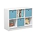 Furinno BASIC Book Shelf, 6-Cube Bookshelf, 3 x 2 Bookcase with Storage Bins, 11.9 x 31.6 x 23.6, for Living Room, Bedroom, Home Office, White/Light Blue