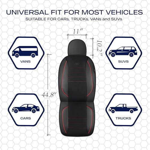 Skechers Air-Cooled Memory Foam Seat Covers,Thick Car Seat Covers,Leather Piping Car Seat Covers Front Seats,Airbag Compatible,Automotive Comfort Universal Fit Most Cars,Vans,Trucks,SUV,Red by Skechers - Used condition - Image 5