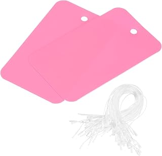 sourcing map Etiquetas de envío de plástico impermeables para etiquetas de identificación de productos, marcado de válvulas, etiquetado al aire libre, 1.6 x 2.8 pulgadas, color rosa, 100 unidades con