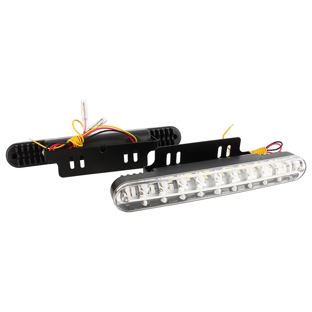 Qiilu Feux de jour 2X 30 LED Voiture 12V DC Feux de Signalisation Diurnes DRL Conduite Lumière du Jour Lampe + Clignotant
