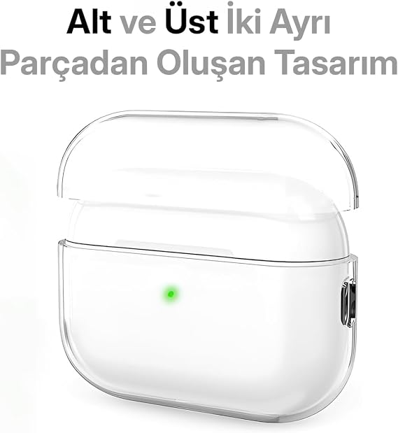 Minesk Airpods Pro 3 ile Uyumlu (2025) Şeffaf Cyrstal Clear Ultra Berrak Silikon Kılıf - Alt Üst Ayrı (Airpods Pro 3 2025)