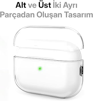 Minesk Airpods Pro 3 ile Uyumlu (2025) Şeffaf Cyrstal Clear Ultra Berrak Silikon Kılıf - Alt Üst Ayrı (Airpods Pro 3 2025)