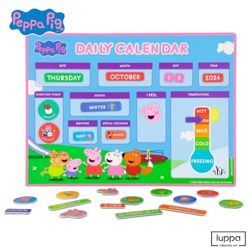 Image of Peppa Pig My First Magnetic Calendar for Kids - Engaging Learning, Reusable Schedule, and Fun Chore Chart - Colorful Daily Routine! Perfect for Wall or Fridge, Preschool Learning, and Classroom Fun!