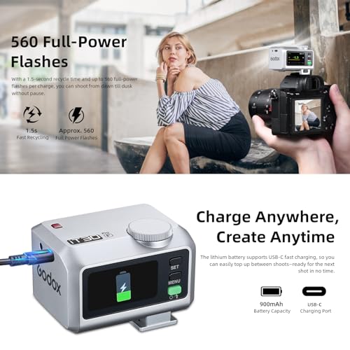 Godox iT30 Pro-F Silver Pocket TTL Flash for Fujifilm Camera: 2.4G Wireless + Touchscreen (Equivalent to Built-in X3 Trigger), Li-ion battery, HSS 1/8000s, 560 Flashes, Built-in Diffuser for portrait