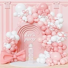 Bow Pink White Balloons Arch