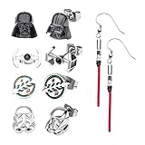 Star Wars Jewelry Unisex Adult Stainless Steel Dangle Charm Stud Earrings Set, Silver, One Size (SAL