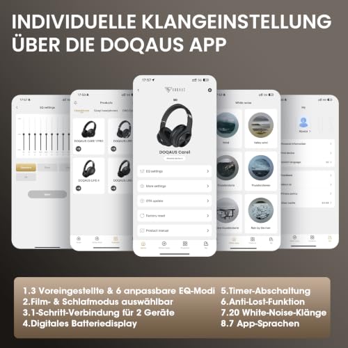 DOQAUS Bluetooth Kopfhörer Over Ear, Bis zu 90 Std Kopfhörer Kabellos mit 3 EQ-Modi,Dual 40mm Treiber, Memory-Protein Ohrpolster und Integriertem Mikrofon für Smartphone/PC(Verbesserte)