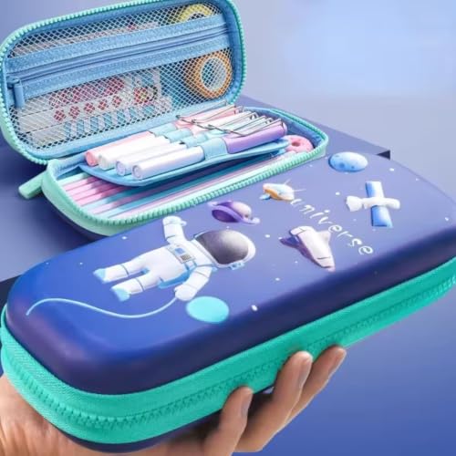 Image of Storio 3D EVA Space Astronaut Theme Pencil Box for Kids Pencil Pouch Bag Compass School Pouch Organizer for Students Kids Stylish Pen Holder Pouch Stationery Box - Canvas, Multicolor