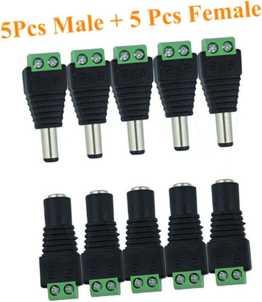DOITOOL 3sets Screw Terminal Strip Power Connector Male Female Dc Power Jack to Plug Cable for Cameras Led Strips Easy Installation 5pcs*3