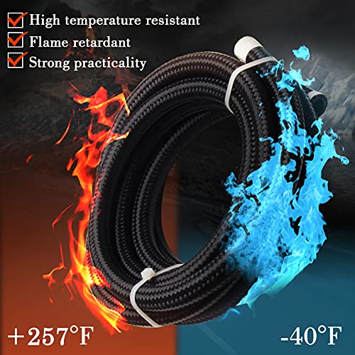 YIUIY 8AN 1/2" 20FT Fuel Line Hose, CPE Braided Nylon Stainless Steel for Fuel Diesel Oil Coolant Fluid, Transmission Oil Cooler Line Coolant Hose - Black by YIUIY - Image 4