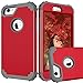 MAXCURY iPhone 6 Case, iPhone 6s Case, 3 in 1 Shockproof Slim Hybrid Hard PC Soft Silicone Rugged Rubber Bumper Full Body Protective Phone Case Cover for iPhone 6/6S (4.7 inch) (Red and Dark Grey)