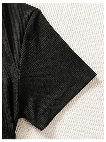 OYOANGLE Girl's Heart Print Short Sleeve Ruched Dress Crew Neck Drawstring Bodycon Casual Dresses4