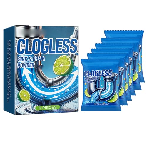 KOAHDE Déboucheur de lavabo - Poudre propre pour pipeline - Poudre de drainage efficace pour canalisations - Outil de nettoyage de pipeline - Déodorant puissant pour évier et canalisations (25 + 5 g x