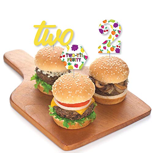 2Nd Birthday Two-Tti Fruity - Dessert Cupcake Toppers - Frutti Summer Second Birthday Party Clear Treat Picks - Set Of 24 #TOP2
