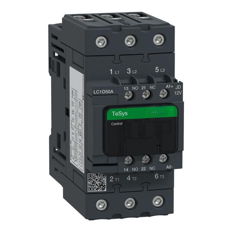 Contacteur tripolaire CA TeSys 50 A avec bobine 12 V CC : coupure haute performance LC1D50AJD