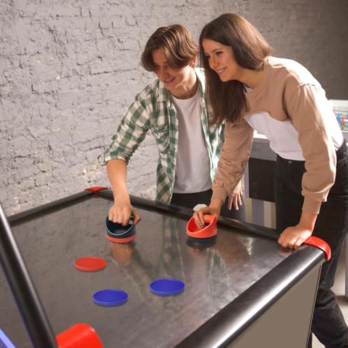 Air Hockey Pushers Air Hockey Pucks &Paddles,Goal Handles Paddles Replacement Accessories for Game Tables Include 2 Pushers, 4 Red &4 Blue Pucks by TP - Image 6