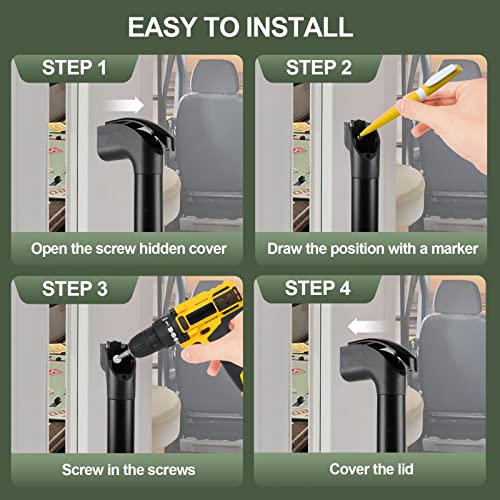 Esudnt Rv Grab Handle, Aluminum Automotive Entry Door Assist Bar For Camper, Trailer, Truck, Cargo Trailer, Motor Home, Boat, Oem Replacement (2 Pack, Come With Screws, Black, Frosted Non-Slip) #TOP5