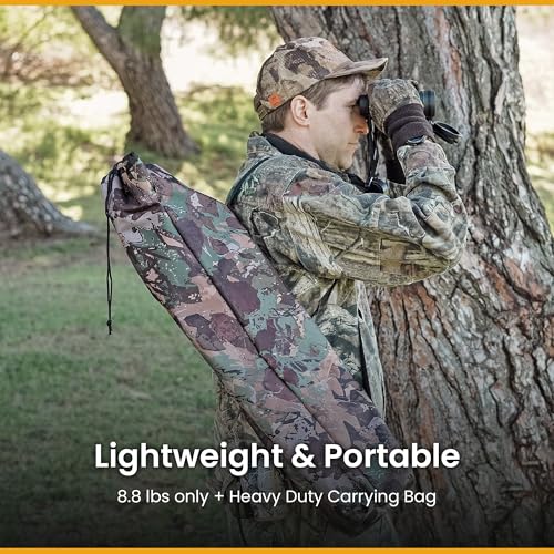 ARROWHEAD OUTDOOR 360° Degree Swivel Hunting Chair w/Armrests, Perfect for Blinds, No Sink Feet, Supports up to 450lbs, Carrying Case, Steel Frame, Fishing, High-Grade 600D Canvas, USA-Based Support,