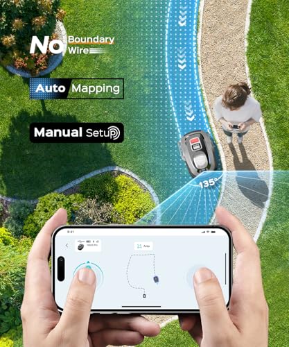 YARDCARE N1600 PRO Wireless Robot Lawn Mower, RTK+Vision Navigation, 0.4 Acre Coverage, APP Smart Control, Multi-Zone Mowing, Ordered Cutting Path, Smart Robot Lawn Mower for Yards