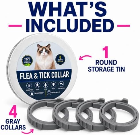 Flea and Tick Collars for Cats, Adjustable, Water-Resistant, Gray, 2 Pack — 사진 6