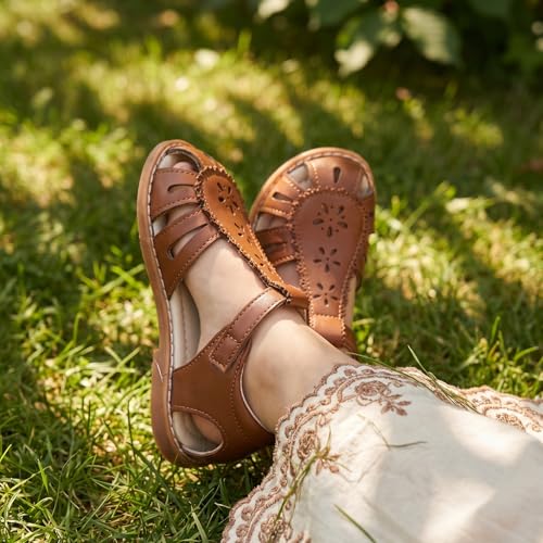 Image of THEE BRON Toddler Girls Closed-Toe Sandals Sweet Retro Cutout Summer Dress Shoes