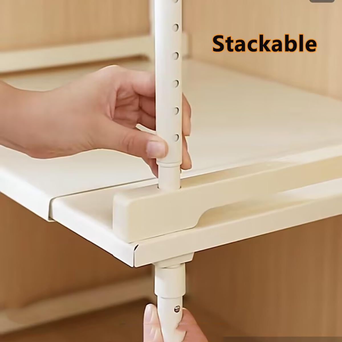 Scaffale regolabile espandibile per cucina, multiuso, in metallo, per dispensa, armadio, camera da letto e bagno, colore: bianco, 40-65 x 35 x 35-50 cm