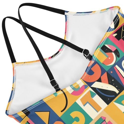 KLL Scandinavian Style Alphabet Toddler Girls 1-Piecing Swimsuit Summer Swimwear Adjustable Strap Quick-Dry4