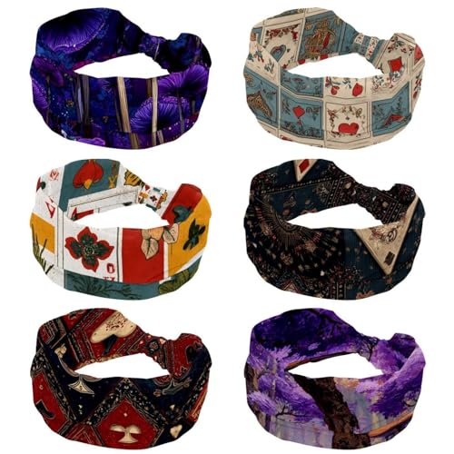 Lot de 6 bandeaux pour femme - Motif vintage esthétique et accessoire de yoga