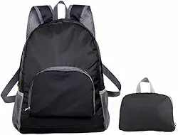 Mochila Dobrável Impermeável Nylon Esportiva Escolar 25L Resistente à Água (Preto)