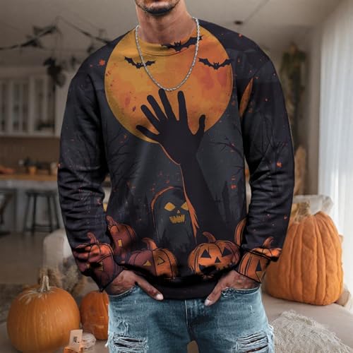 Men's Sweatshirts Novelty Halloween Graphic Print Long Sleeve Loose Caual Pullover Lightwieght Comfy Fall T Shirts2