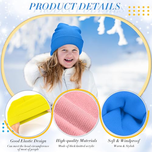 Image of Xtinmee 100 Pcs Kids Winter Beanie and Gloves Bulk Warm Knit Hat Stretchy Full Fingers Gloves Pack Unisex Cold Weather Set